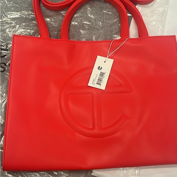 Telfar Red Tote Bag Structured Fashion Accessory